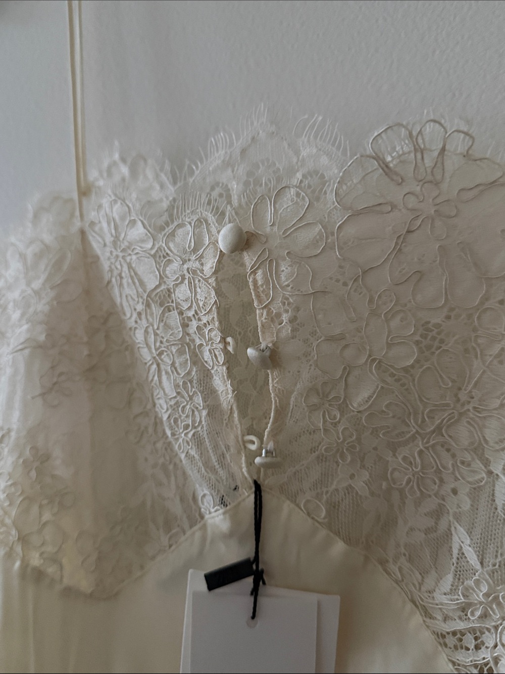 Zara viral Lace-Trim Satin Slip Dress — Ivory - Picture 7 of 8